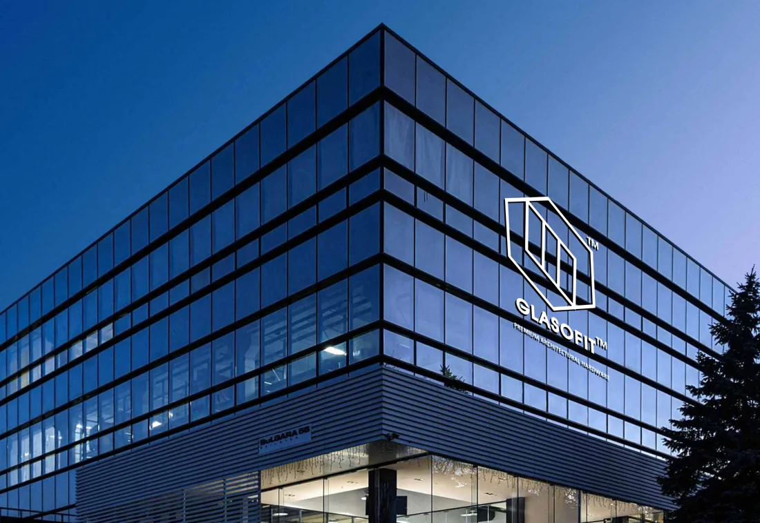 GLASOFIT manufacturing unit building with the GLASOFIT logo